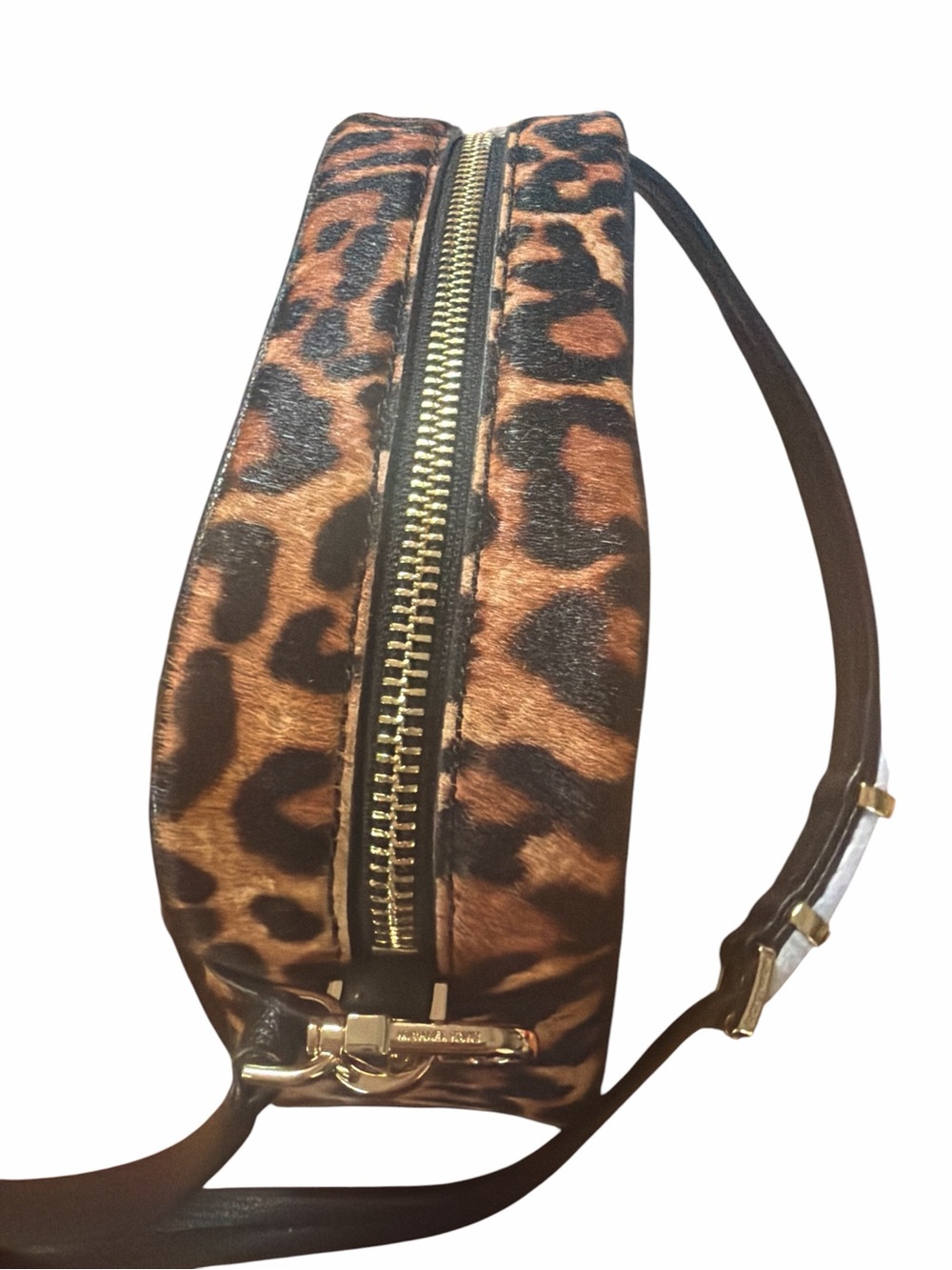 Michael Kors Jet Set Small Leopard Calf Hair Leather Camera Crossbody Bag Brown - Picture 5 of 8